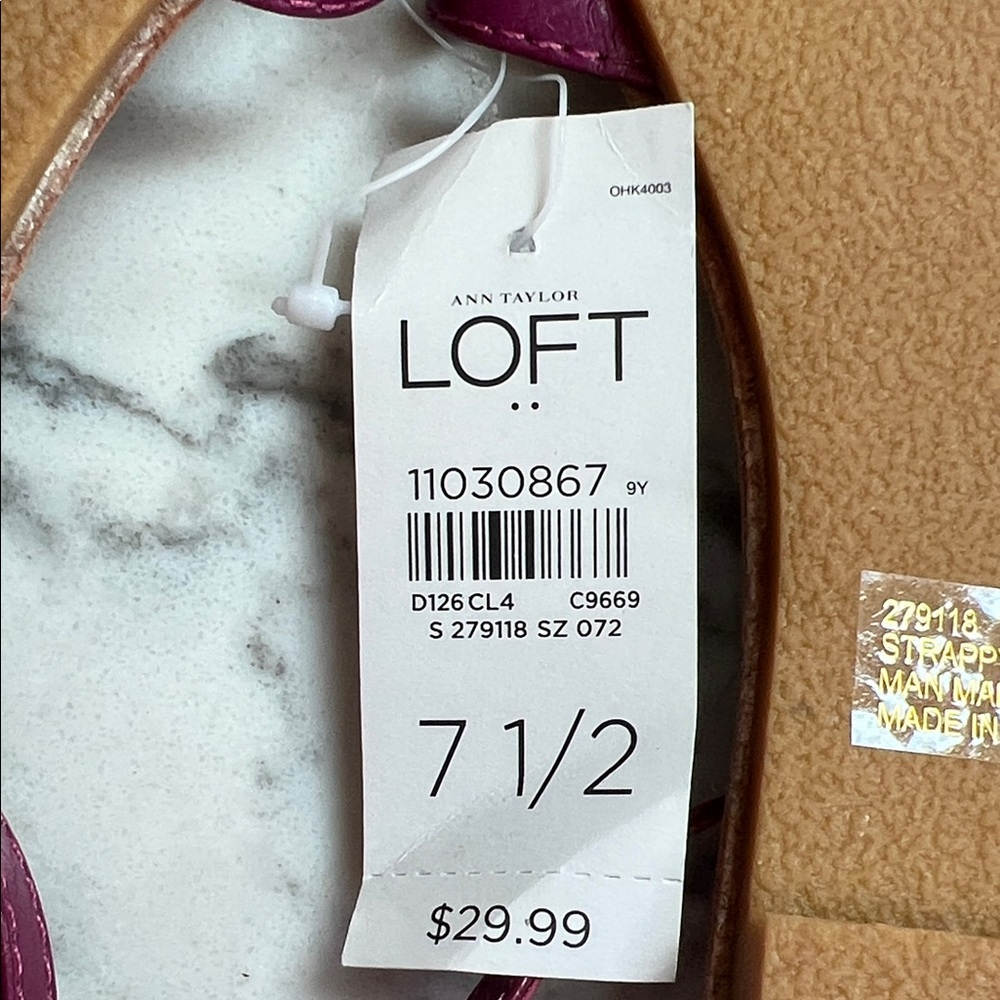 LOFT Women's Strappy Magenta Sandals - Picture 3 of 3